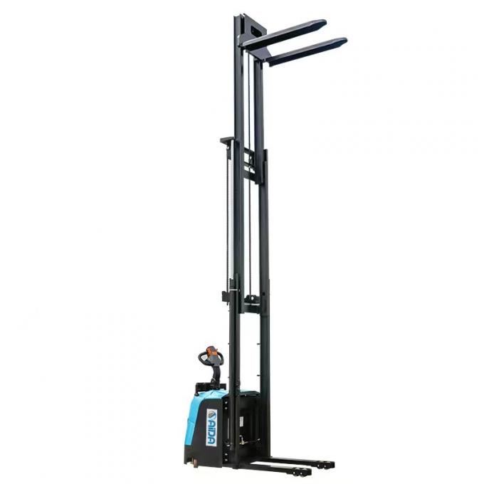 Solid Tire Electric Stacker Forklift 5000mm Ketinggian Stand On Jenis truk stacking forklift 0