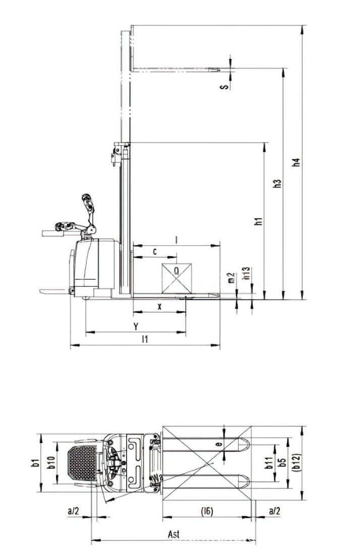 ISO Sertifikasi Full Electric Stacker Forklift 1000kg Kapasitas Dengan Reach Baterai dioperasikan forklift 6