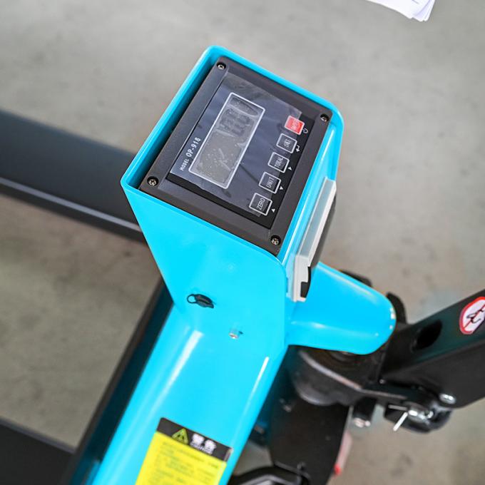 Mobil Palet Beroperasi Dengan Tangan Biru 2500kg, Hand Pallet Jack Dengan Printer 3