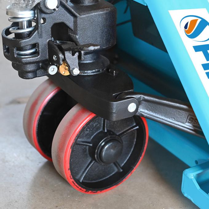Mobil Palet Beroperasi Dengan Tangan Biru 2500kg, Hand Pallet Jack Dengan Printer 2