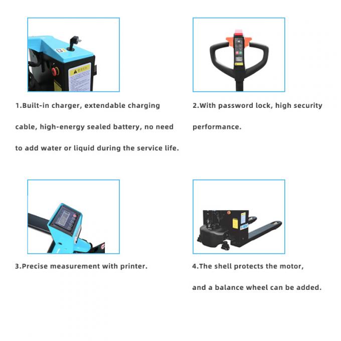 Digital Electric Pallet Jack Forklift 1.5 Ton DC Motor Dengan Skala 1