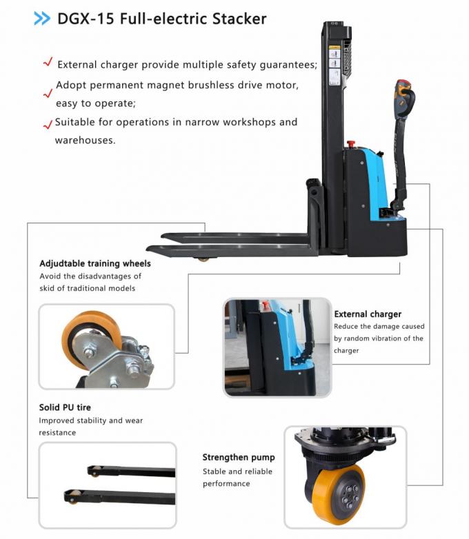 Pedestrian Stand On Palet Stacker Palet stacker listrik penuh mencapai walkie stacker 0